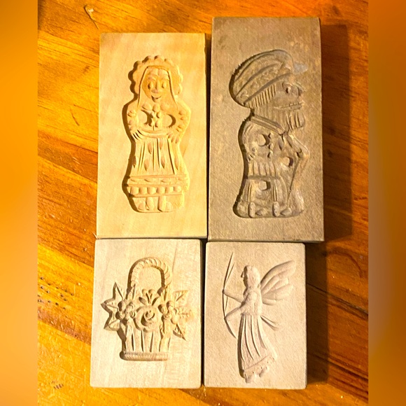 Vintage Carved Wood Springerle Cookie Molds Bundle/Lot of 4 - Picture 1 of 9